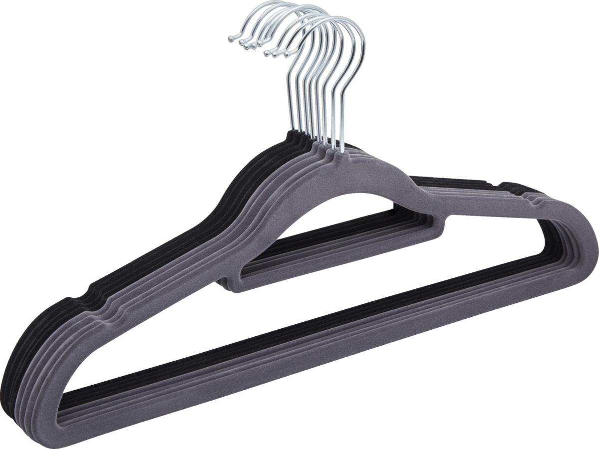 Bild 1 von IDEENWELT 8er Set Beflockte Kleiderbügel grau/schwarz