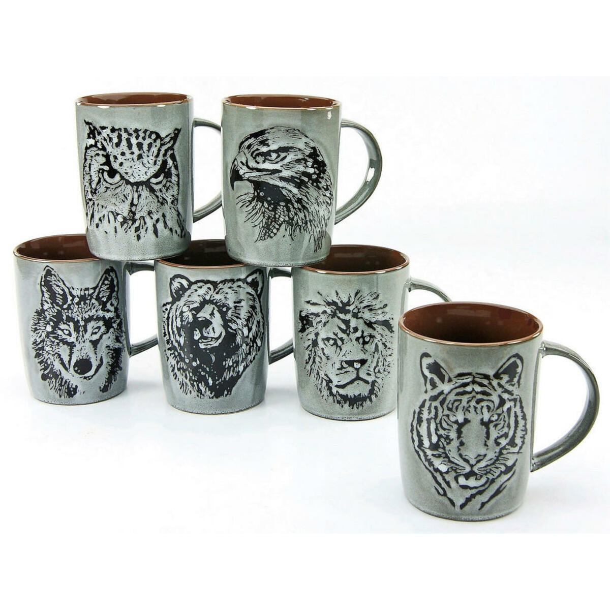 Bild 1 von CreaTable Kaffeebecher WILDLIFE steingrau Steinzeug 6 tlg.