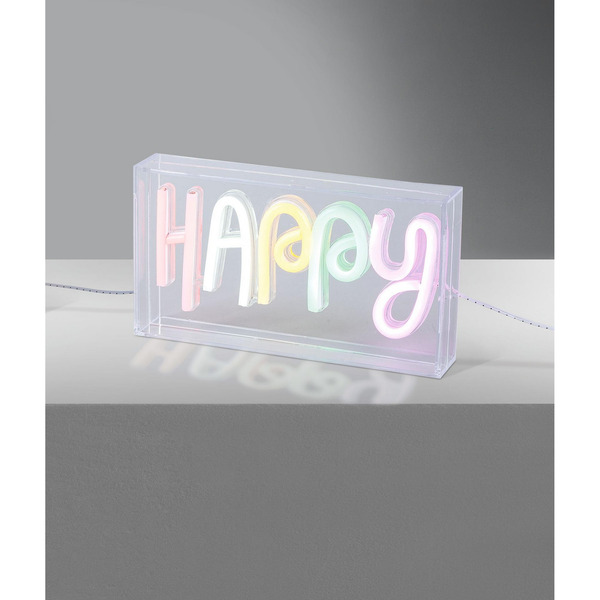 Bild 1 von LED-Neon Schriftzug 'Happy' Kunststoff USBA-Stecker mit Schalter 23 x 12,7 x 4 cm