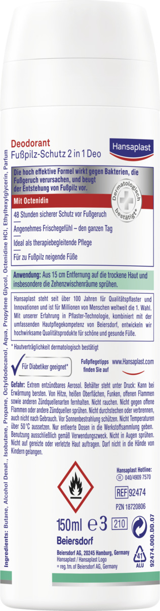 Bild 2 von Hansaplast Fusspilz-Schutz 2 in 1 Deo