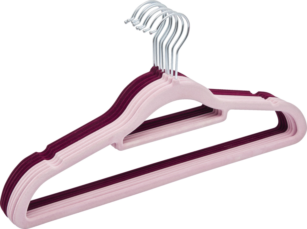Bild 1 von IDEENWELT 8er Set Beflockte Kleiderbügel rosa/bordeaux