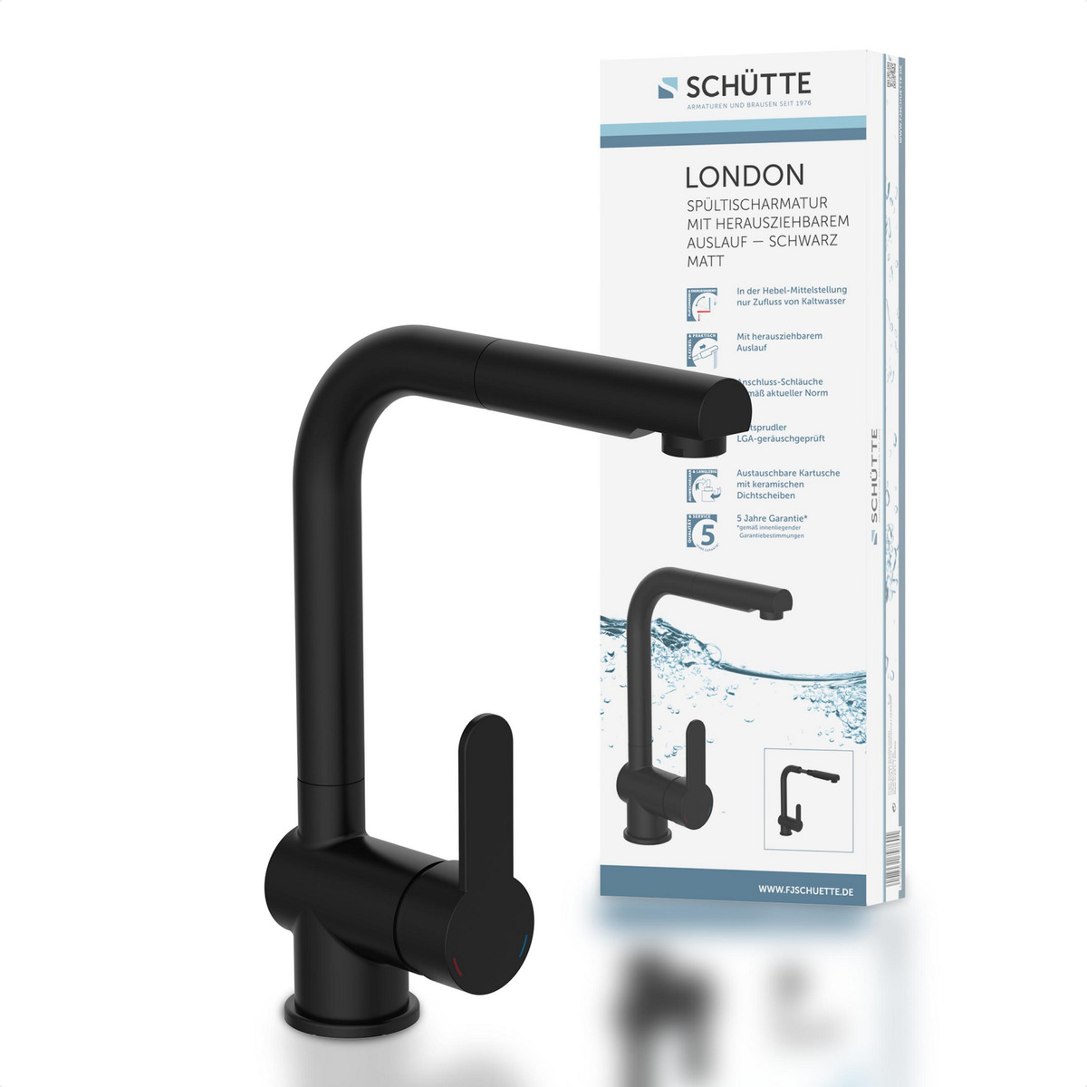 Bild 1 von Schütte Küchenarmatur 'London' schwarz 360° schwenkbar