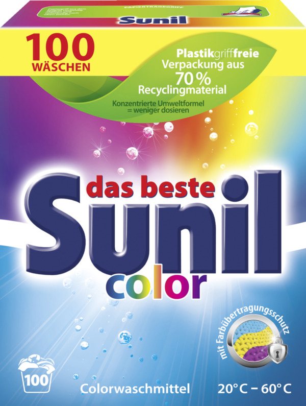 Bild 1 von Sunil Colorwaschmittel Pulver 100 WL