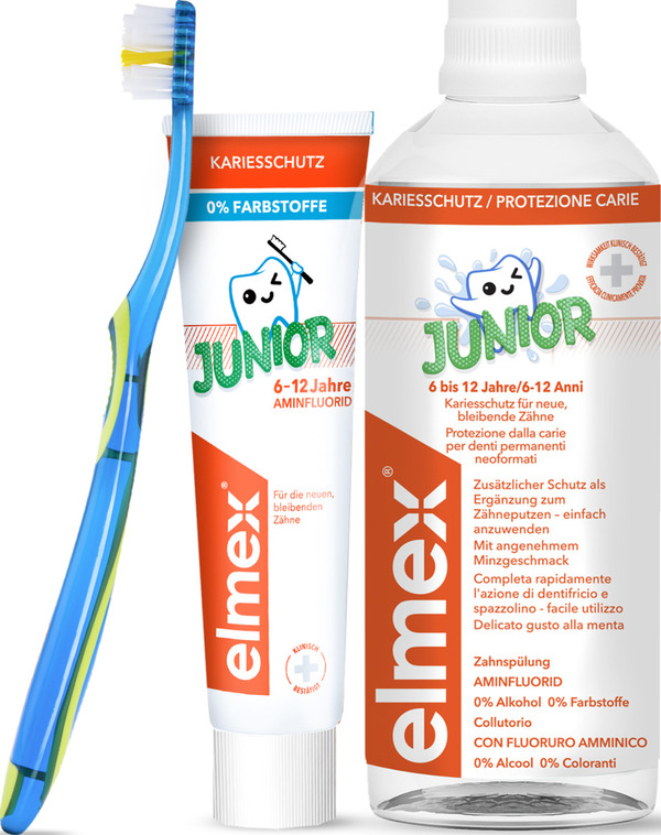 Bild 1 von elmex Junior Zahnpasta 6-12 Jahre + Junior Zahnspülung