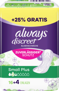 Always Discreet Inkontinenz-Einlagen Small Plus