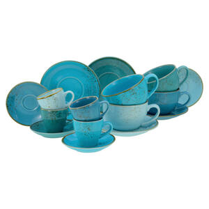 CreaTable Kaffeetassenset Nature Collection AQUA blau Steinzeug 16 tlg.