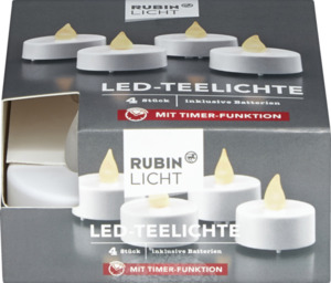 RUBIN LICHT 4er Set LED-Teelichte mit Timer