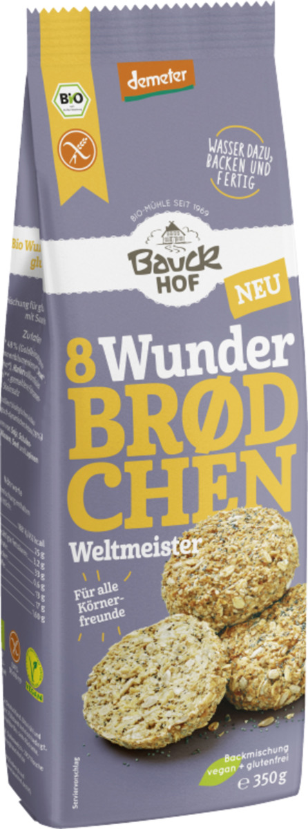 Bild 1 von Bauckhof Bio Wunderbrødchen Weltmeister Backmischung