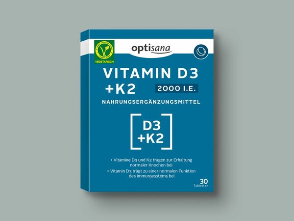 Bild 1 von Optisana Vitamin D3 + K2 2000 i.E. Tabletten, 
         7,5 g