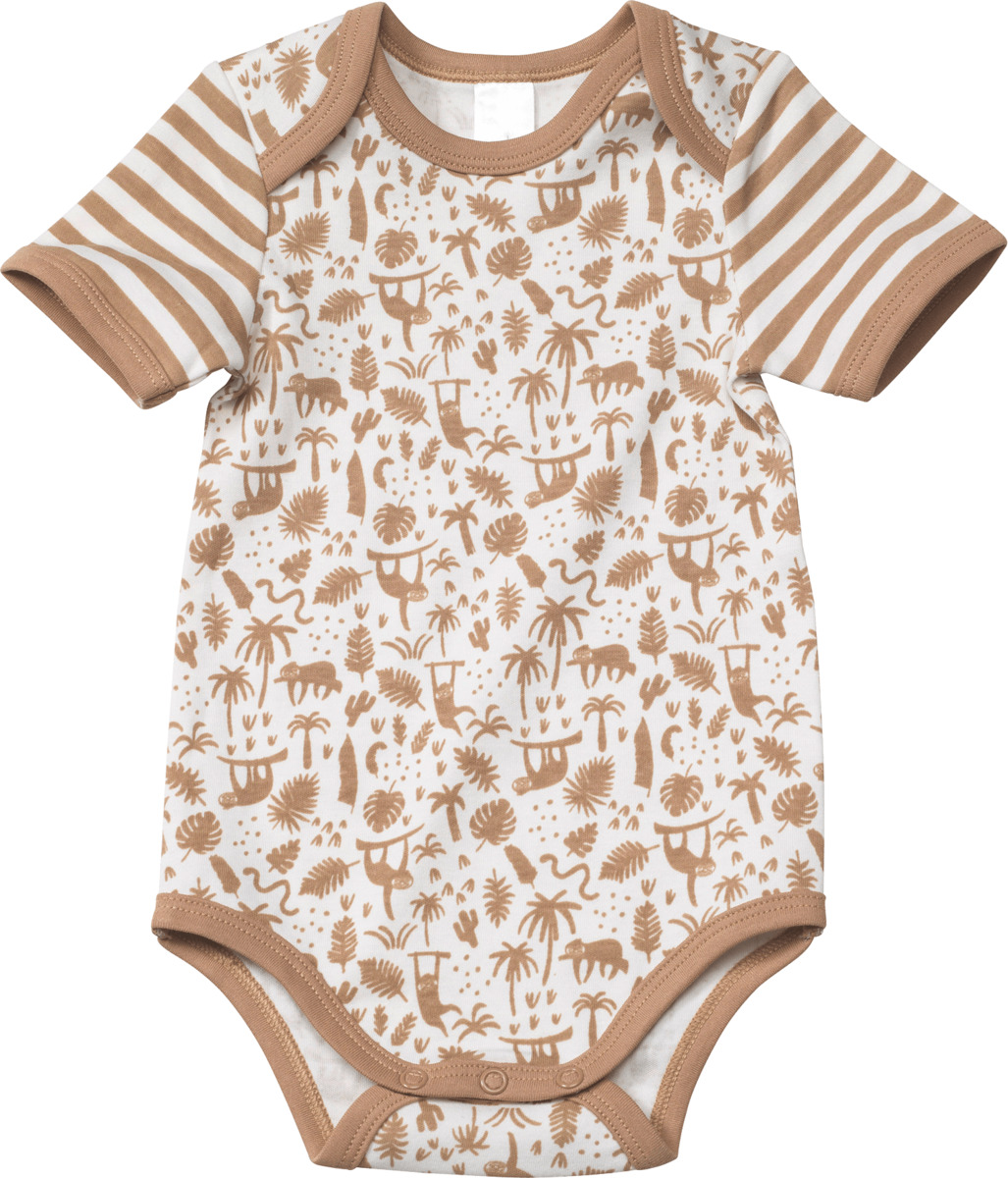 Bild 1 von PUSBLU Baby Body, Gr. 74/80, aus Bio-Baumwolle, braun, weiß