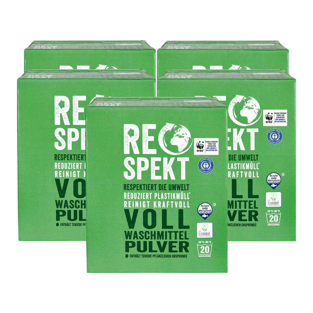 Bild 1 von Respekt Vollwaschmittel Pulver 20 WL, 5er Pack