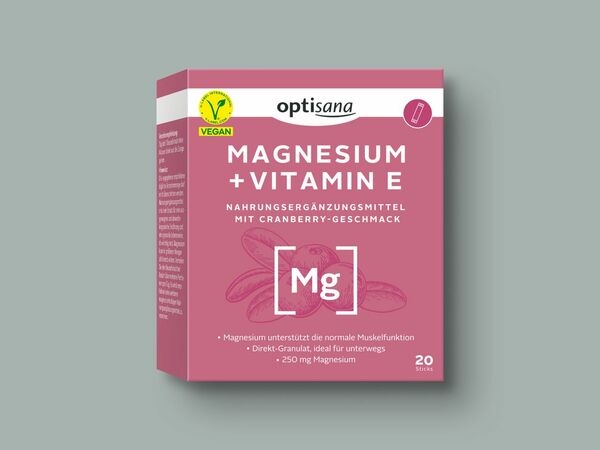 Bild 1 von Optisana Magnesium + Vitamin E Direkt-Granulat Sticks, 
         30 g