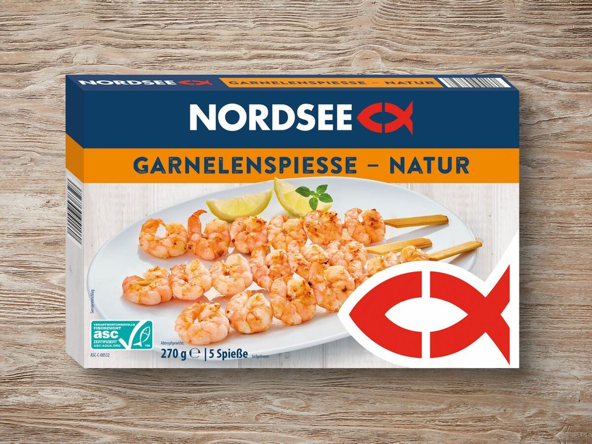 Bild 1 von Nordsee ASC Garnelenspiesse Natur, 
         270 g