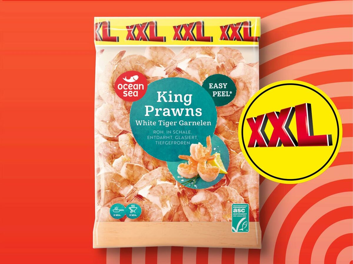 Bild 1 von Ocean Sea ASC King Prawns White Tiger Garnelen XXL, 
         600 g; Abtropfgewicht: 540 g