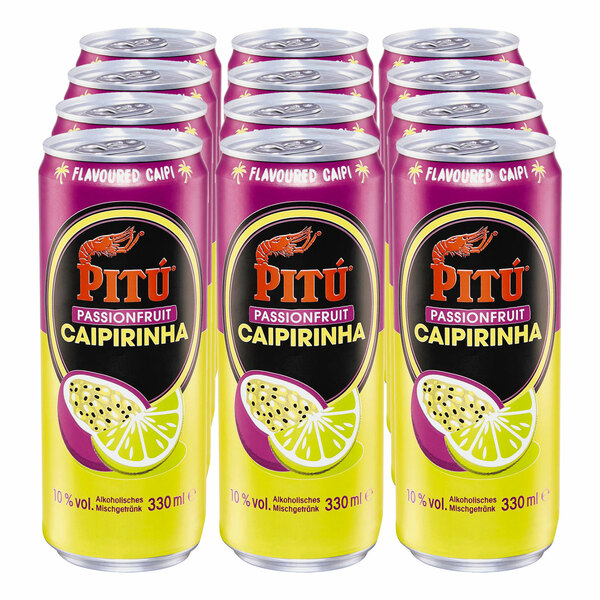 Bild 1 von Pitu Caipirinha Passionfruit 10,0 % vol 0,33 Liter Dose, 12er Pack