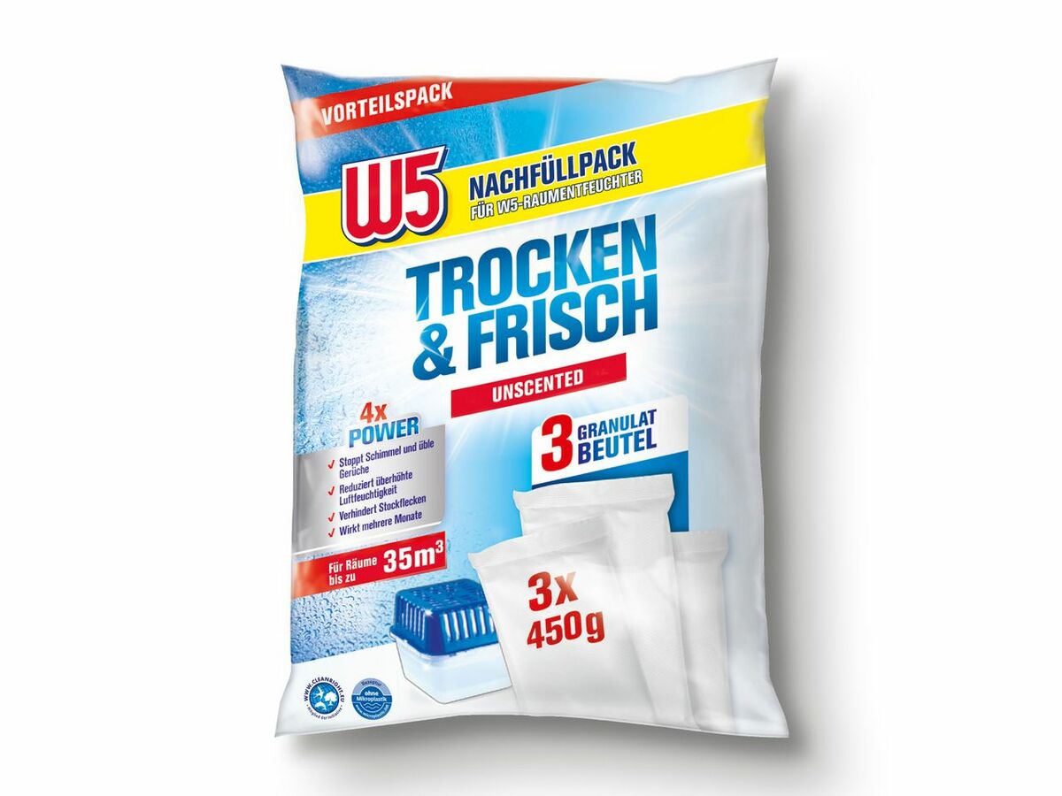 Bild 1 von W5 Raumentfeuchter Nachfüllpack Geruchsneutral, 
         3x 1,2 kg
