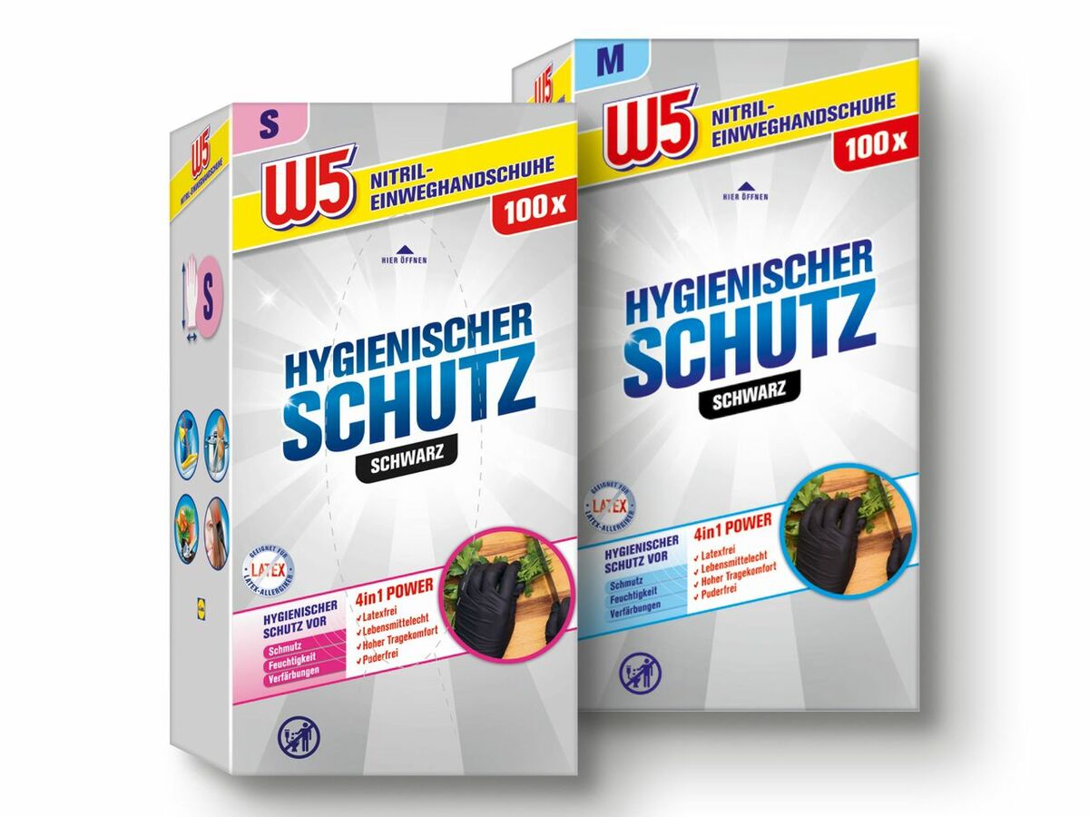 Bild 1 von W5 Nitril Einweghandschuhe schwarz, 
         100 Stück