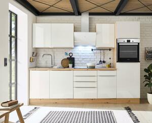 Küchenzeile mit Geräten B: 280 cm Weiß/Eiche Dekor