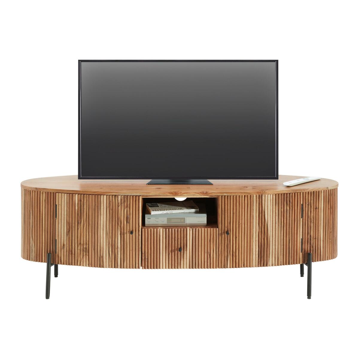 Bild 1 von Lowboard Tamana aus Mangoholz ovale Form mit Holzleisten