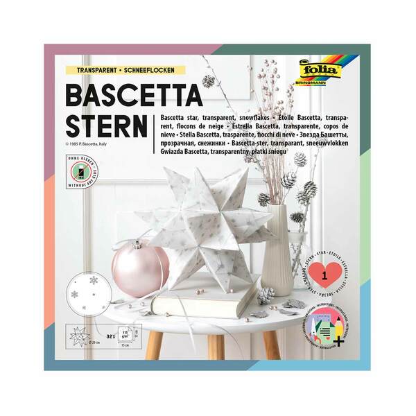 Bild 1 von Bascetta-Stern Bastelset 32 Blatt 15 x 15 cm Transparentpapier Schneeflocken