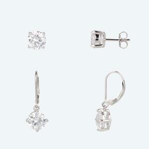 Set 2-tlg. Ohrringe 925 Sterling Silber Zirkonia