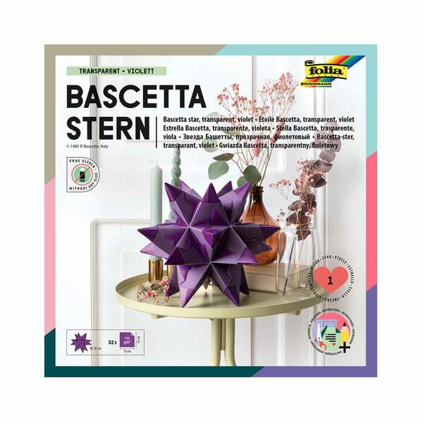 Bild 1 von Bascetta-Stern Bastelset 32 Blatt 15 x 15 cm Transparentpapier violett