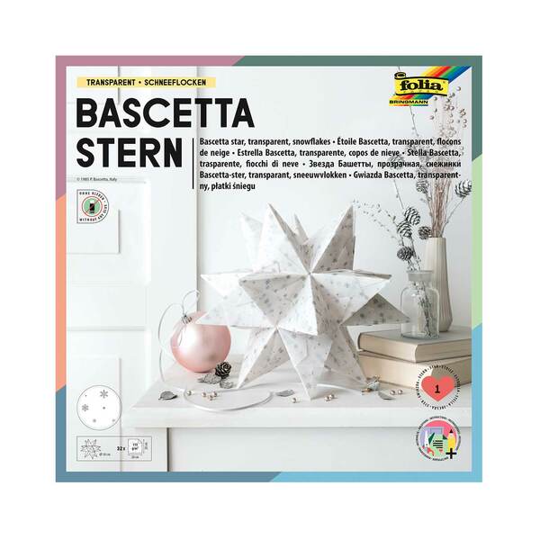 Bild 1 von Bascetta-Stern Bastelset 32 Blatt 20 x 20 cm Transparentpapier Schneeflocken