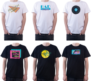 BAD+MAD Tokio Tee Herren Baumwoll-T-Shirt mit verschiedenen Prints Rundhals-Shirt BMTR00X in Schwarz oder Weiß