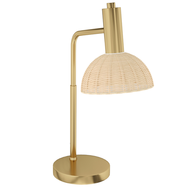 Bild 1 von HOMCOM Tischleuchte, Tischlampe mit E14 Fassung, Nachttischlampe mit Rattan-Lampenschirm, 40 W Schreibtischlampe für Schlafzimmer, Wohnzimmer, Natur+Bronze, inkl. LED-Birne