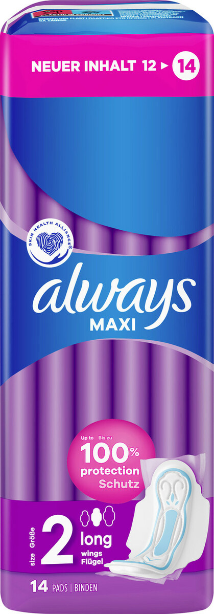 Bild 1 von Always Maxi Long mit Flügeln Damenbinden 14ST