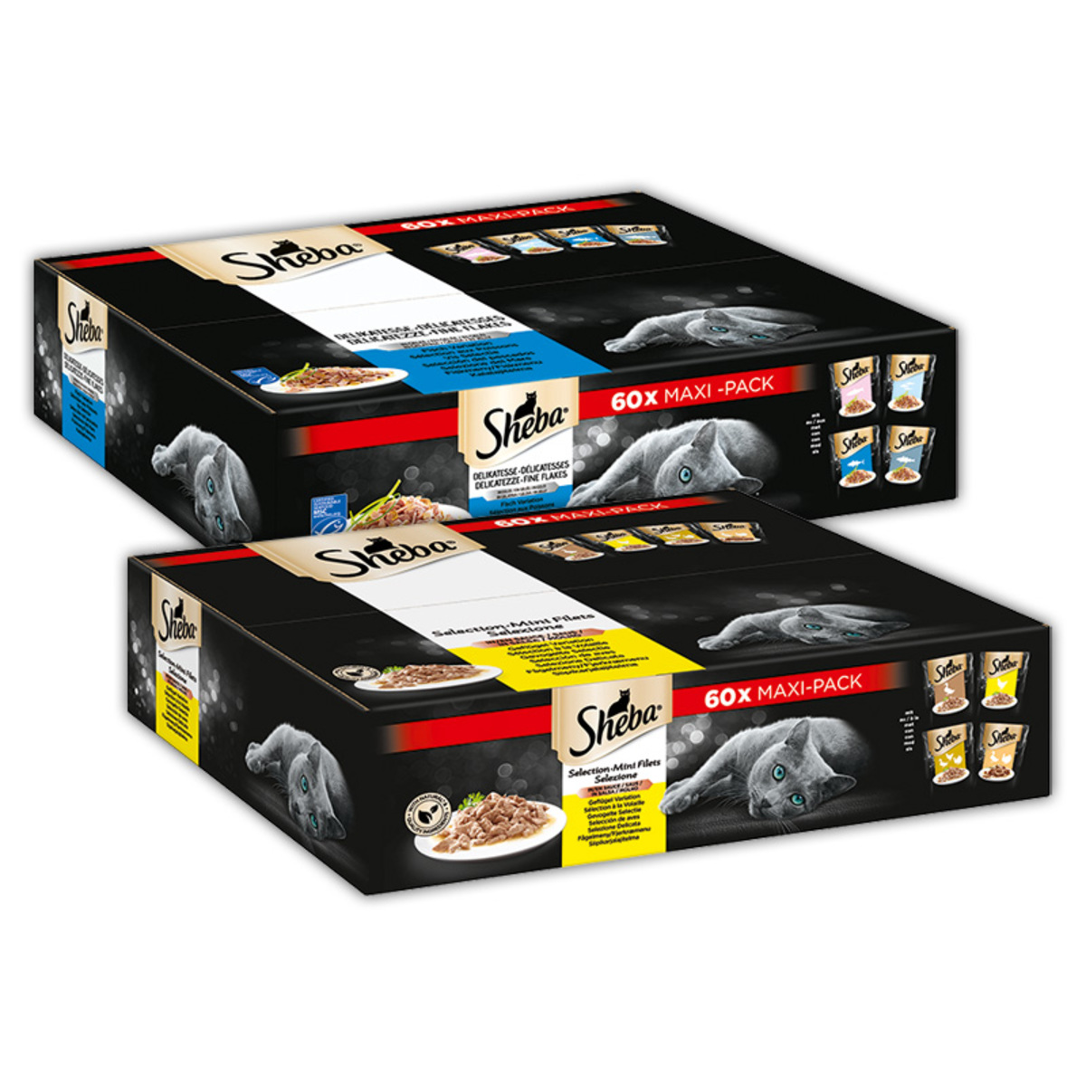 Bild 1 von SHEBA® Portionsbeutel Multipack Delikatesse in Gelee Fisch Variation MSC 60 x 85g