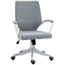 Bild 1 von Vinsetto Bürostuhl Schreibtischstuhl Home-Office-Stuhl mit Wippenfunktion Rückenlehne höhenverstellbarer dick gepolstert ergonomisch 360°-Drehräder Polyester Nylon PP Grau+Weiß 62x69x92-100 cm