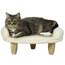Bild 1 von PawHut Hundesofa, Hundebett, Haustiersofa mit Erhöhtem Design, Hundecouch, Katzensofa, Hundesessel mit Holzbeine, Flanelle, Creme, 47 x 40 x 20 cm