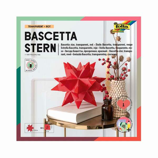 Bild 1 von Bascetta-Stern Bastelset 32 Blatt 15 x 15 cm Transparentpapier rot