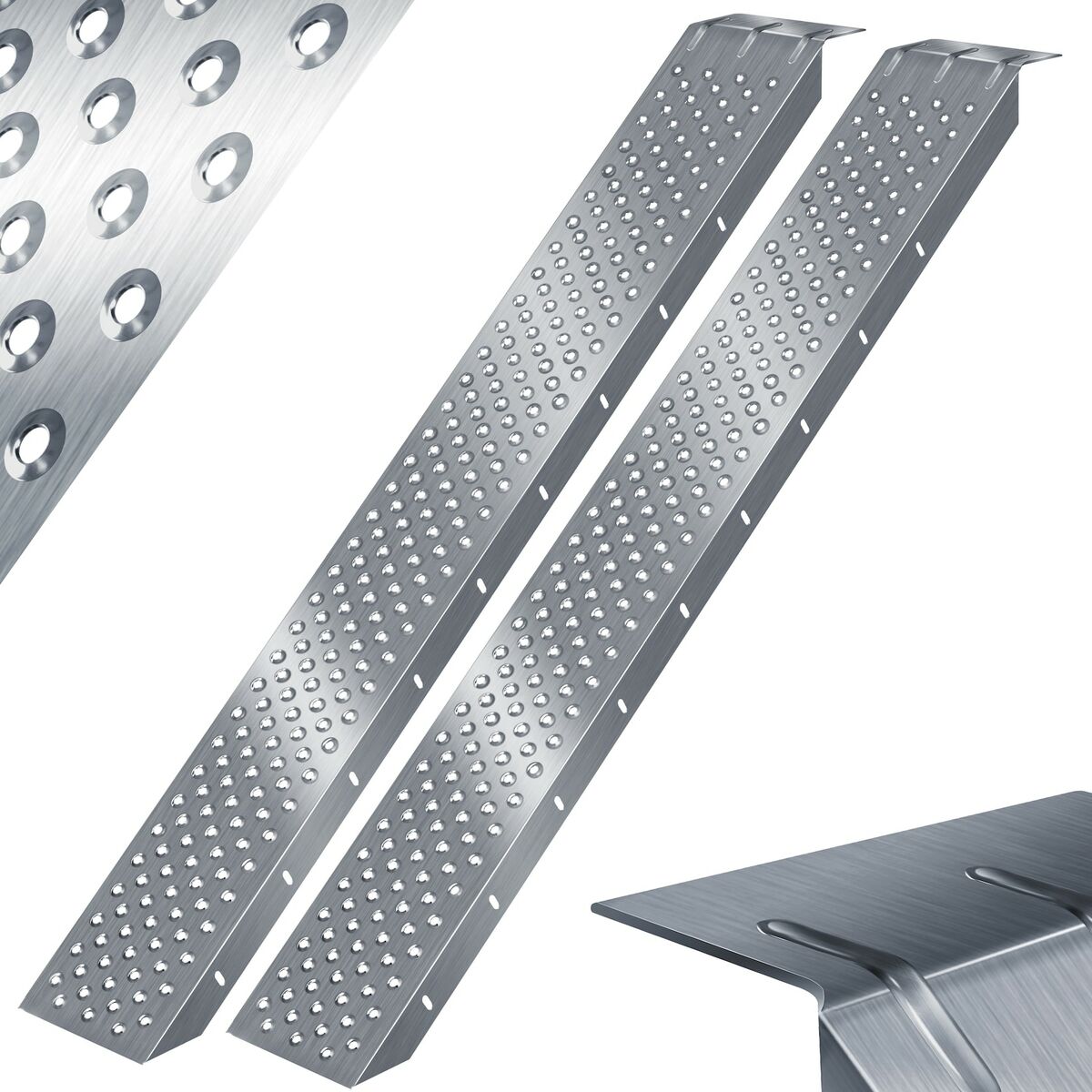 Bild 1 von MASKO® 2X Auffahrrampe 400kg   Verladerampe   Verladeschiene   verzinkter Stahl   Antirutsch   200kg* Pro Stück   Max 400kg* Pro Paar   Motorrad ATV Quad PKW Auto Laderampe   Anhängerrampe