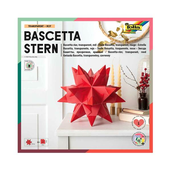 Bild 1 von Bascetta-Stern Bastelset 32 Blatt 20 x 20 cm Transparentpapier rot