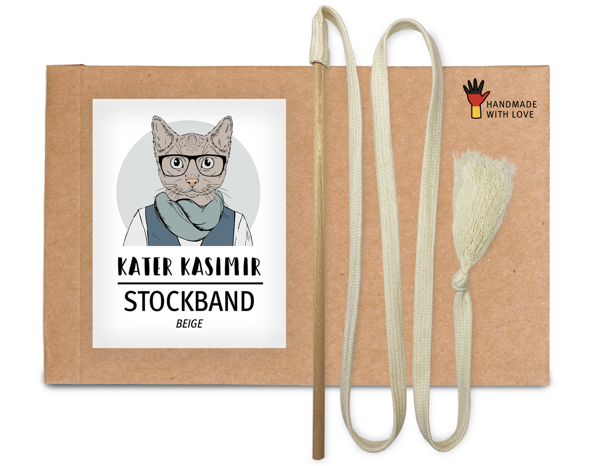 Bild 1 von Kater Kasimir Premium Katzenspielzeug aus Buchenholz mit Baumwollband (weiss)