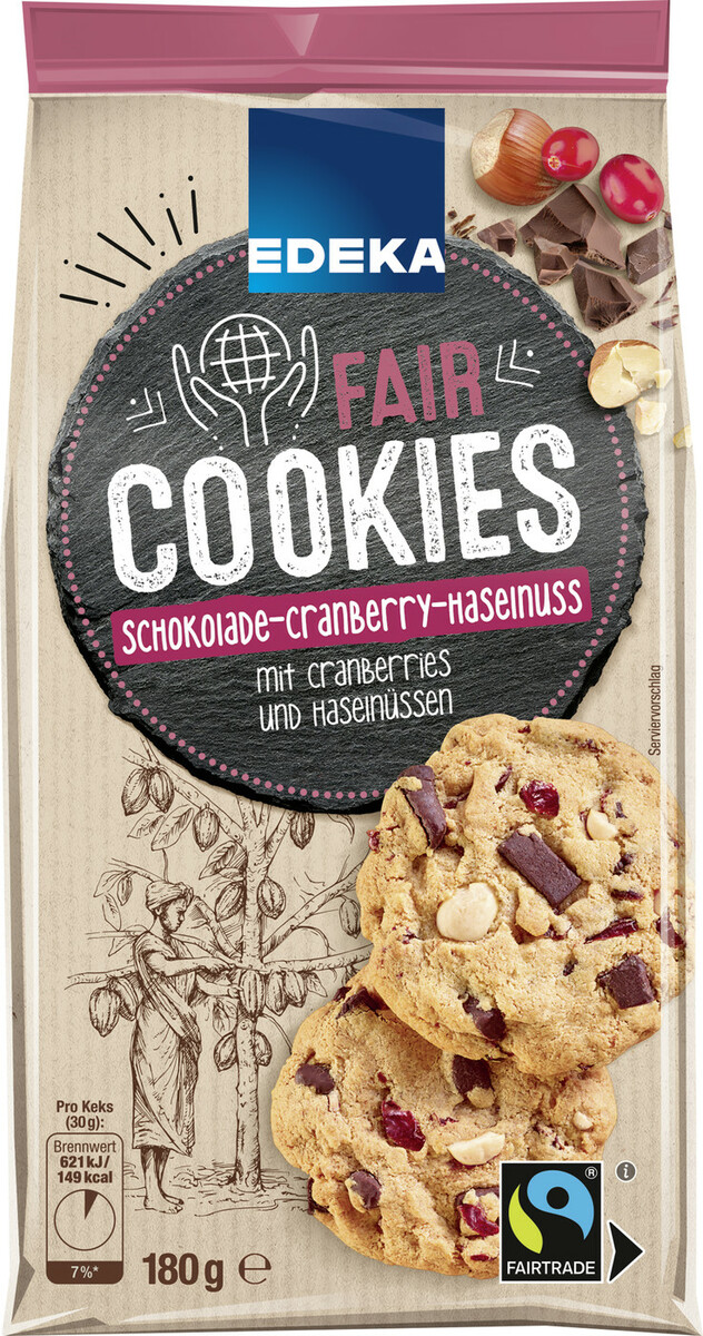 Bild 1 von EDEKA Fair Cookies Schokolade-Cranberry-Haselnuss 180G