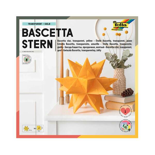 Bild 1 von Bascetta-Stern Bastelset 32 Blatt 20 x 20 cm Transparentpapier gelb