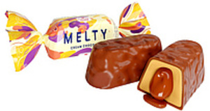 Konfekt "Melty" mit Füllung mit Milchgeschmack 17,2% in kaka...