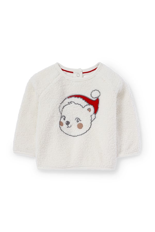 Bild 1 von C&A Bärchen-Baby-Weihnachts-Thermo-Sweatshirt, Weiß, Größe: 68