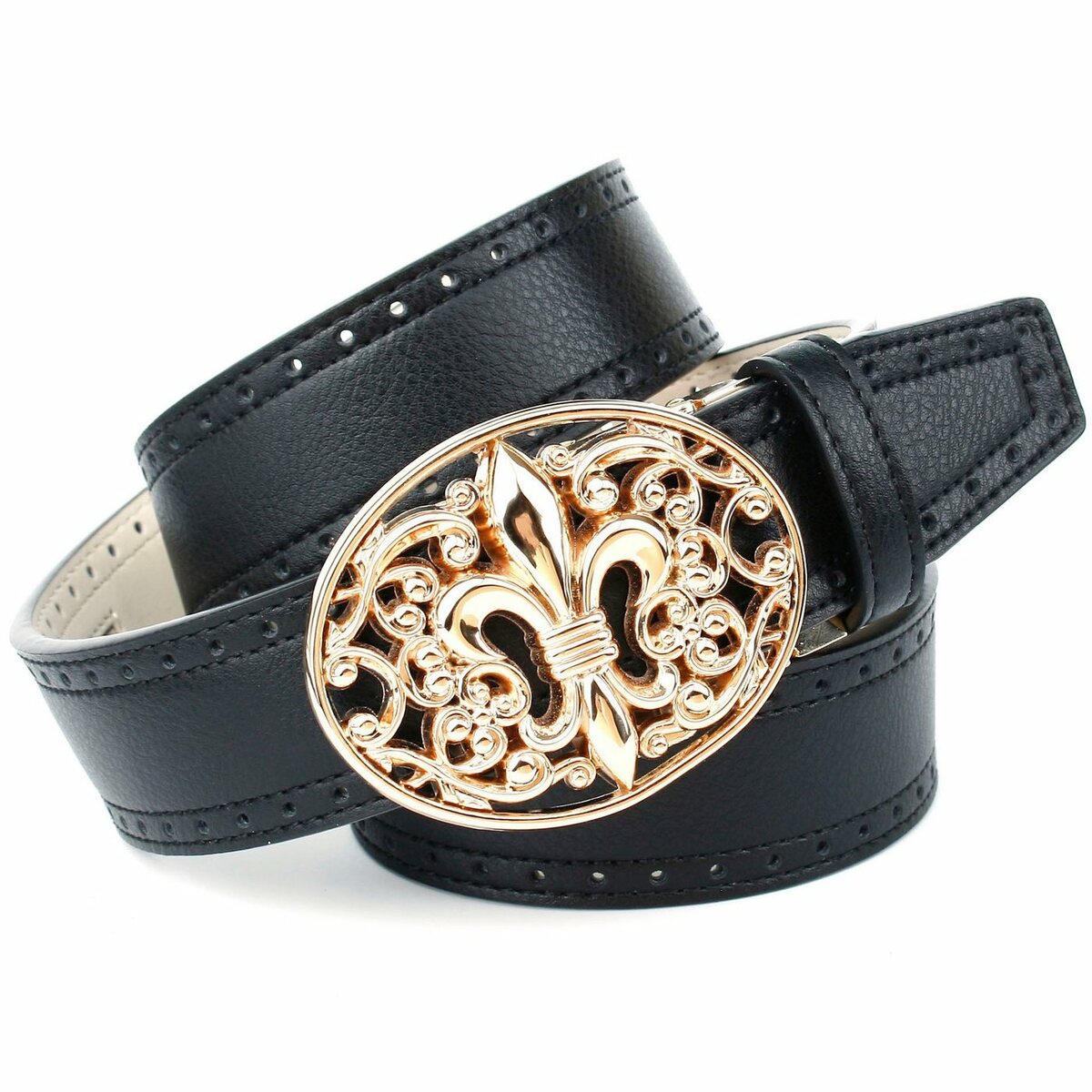 Bild 1 von Anthoni Crown Ledergürtel mit französischer Lilie und Lochmuster