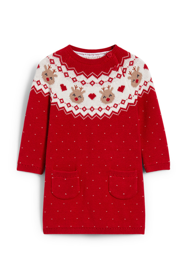 Bild 1 von C&A Baby-Weihnachts-Strickkleid, Rot, Größe: 68