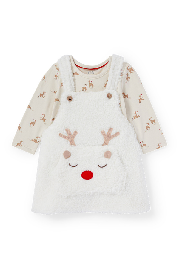 Bild 1 von C&A Rudolf-Baby-Weihnachts-Outfit-2 teilig, Weiß, Größe: 56