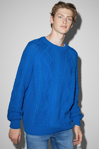 C&A Pullover-Zopfmuster, Blau, Größe: XS
