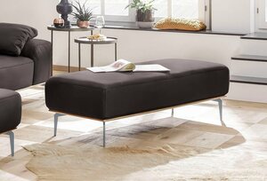 W.SCHILLIG Polsterhocker run, mit elegantem Holzsockel, Füße in Silber matt, Breite 150 cm
