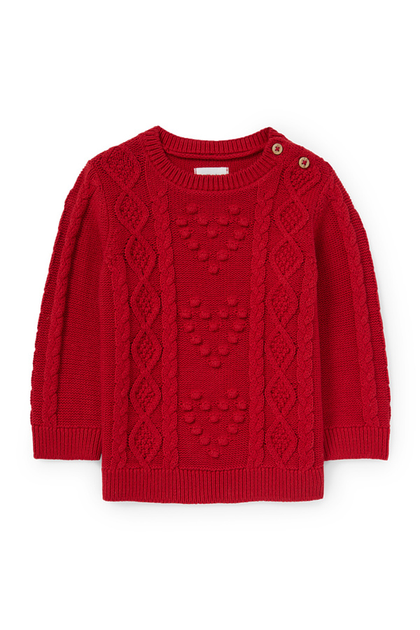Bild 1 von C&A Baby-Pullover-Zopfmuster, Rot, Größe: 68