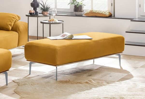 Bild 1 von W.SCHILLIG Polsterhocker run, mit elegantem Holzsockel, Füße in Silber matt, Breite 150 cm