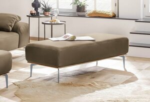 W.SCHILLIG Polsterhocker run, mit elegantem Holzsockel, Füße in Silber matt, Breite 150 cm