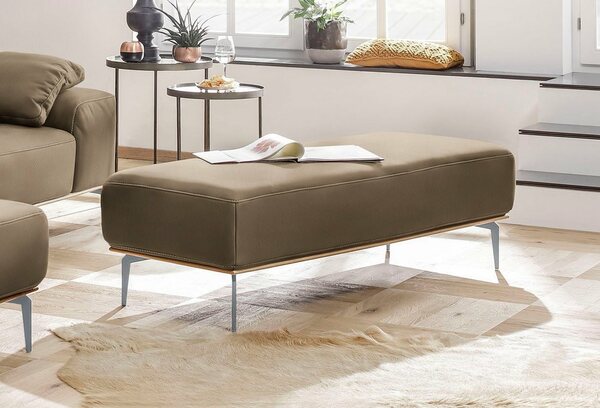 Bild 1 von W.SCHILLIG Polsterhocker run, mit elegantem Holzsockel, Füße in Silber matt, Breite 150 cm